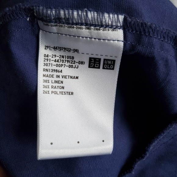 Uniqlo Women's Jumpsuit Large Blue Linen with Cotton Polyester Viscose Jumpsuit - Picture 9 of 10